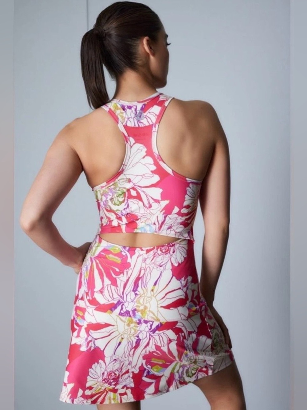 Josie Natori Summer Floral Pink Racerback Dress. Size XL